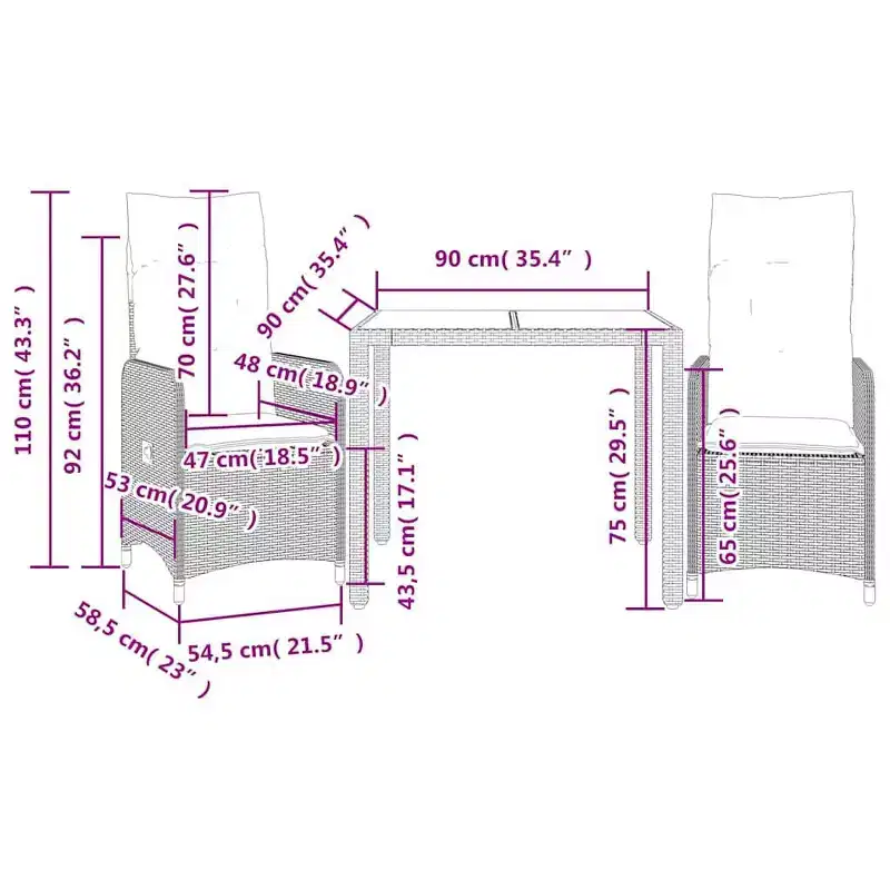 vidaXL Bistro Set PE Rattan 6-seater Bistro Set Rectangular