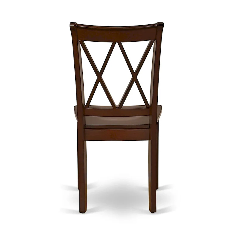 East West Furniture 3 Piece Dining Table Set- a Round Kitchen Table with Pedestal and 2 Dining Chairs, Mahogany(Seat Options)