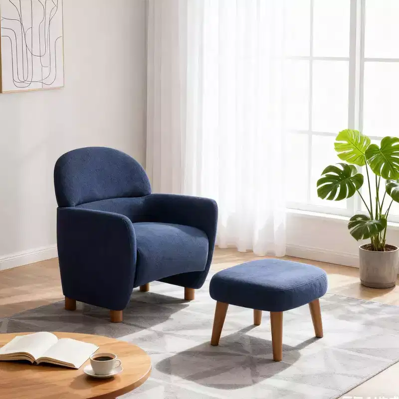 Okak Modern Upholstered Leisure Sofa Accent Chair with Footrest,Soft Padded Lazy Chair Set for Living Room,Bedroom