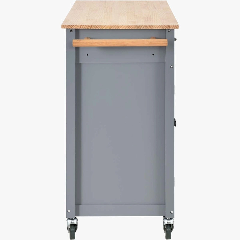 Kitchen Island Cart with Solid Wood Top and Locking Wheels
