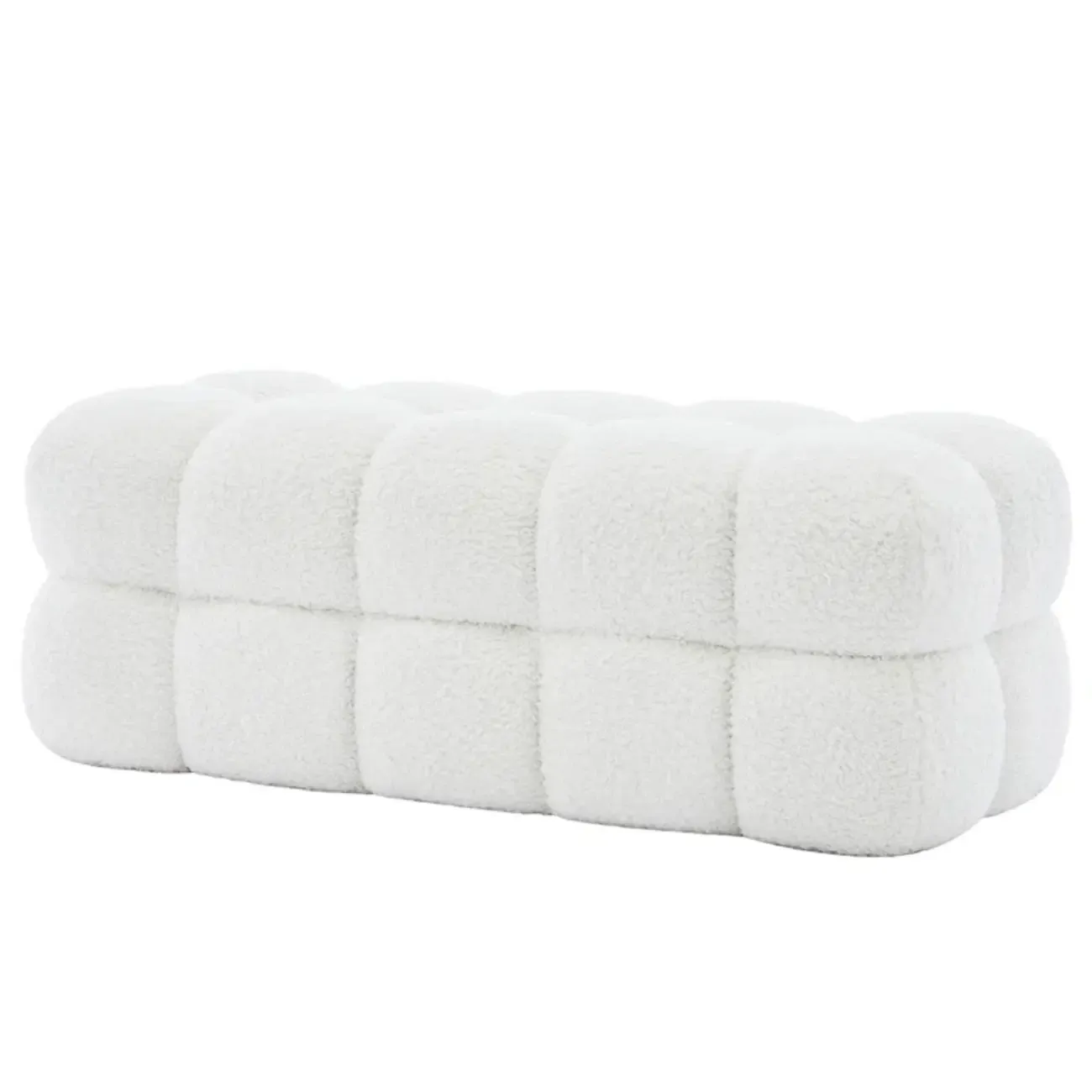 Modern Cloud-Shaped Boucle Upholstered Bedroom Bench