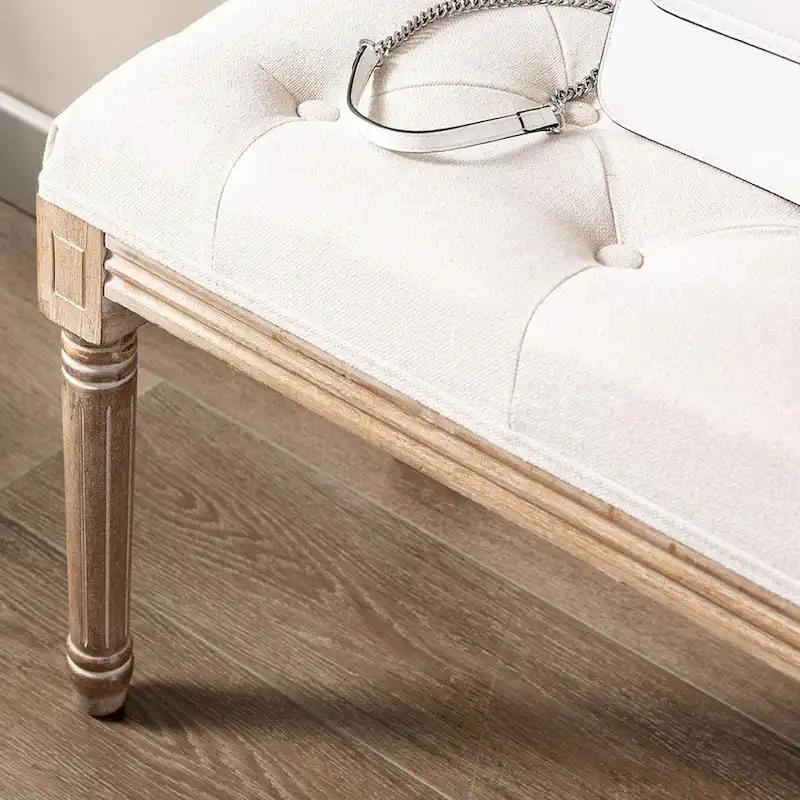 48  Extra-Long Rectangular Tufted Ottoman Bench Seat-Beige