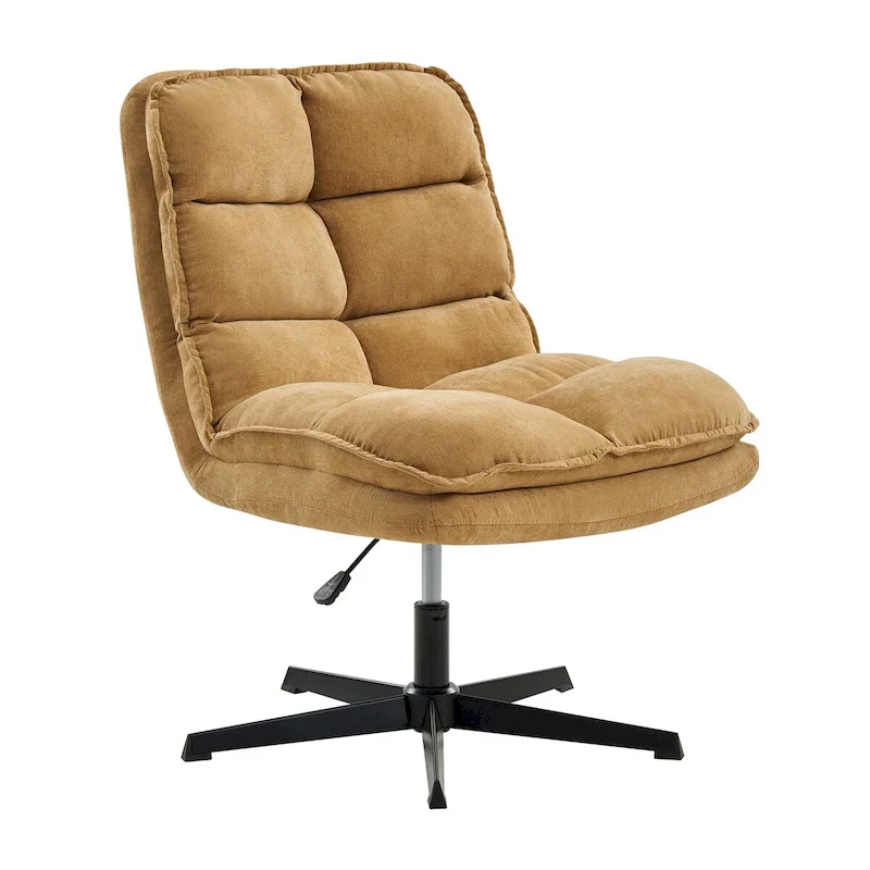 Beige / Mustard / Navy Armless Tufted 360° Swivel Office Chair, Single