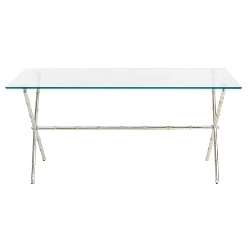 SAFAVIEH Treasures Jocelyn Bronze-Ish Silver/ Glass Top Accent Table - 37.4 x 19.7 x 17