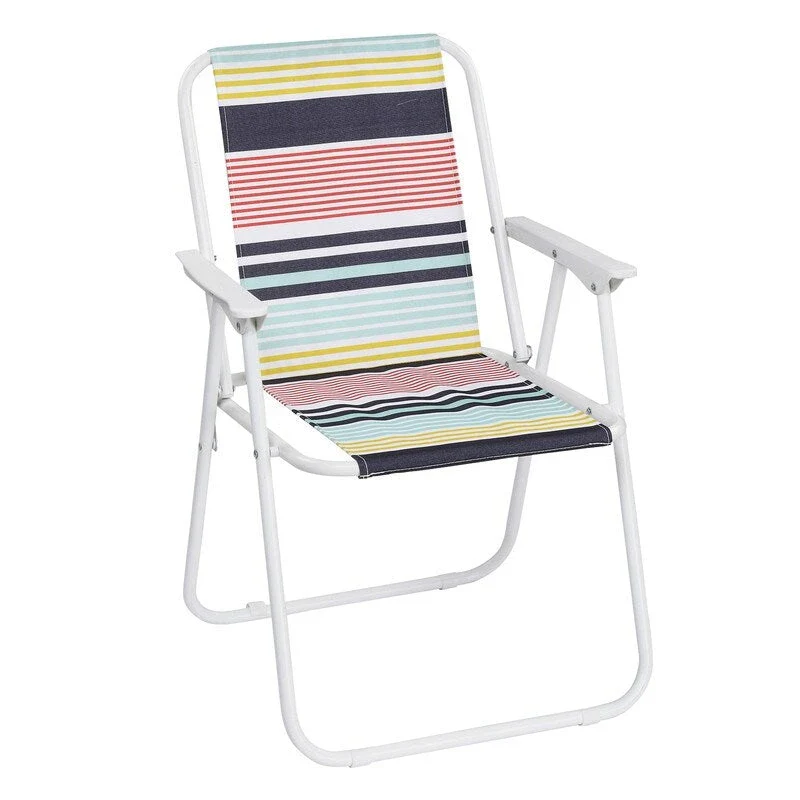 Folding High-backed Lightweight Beach Chair with Hard Armrest - 19*17*29 in.