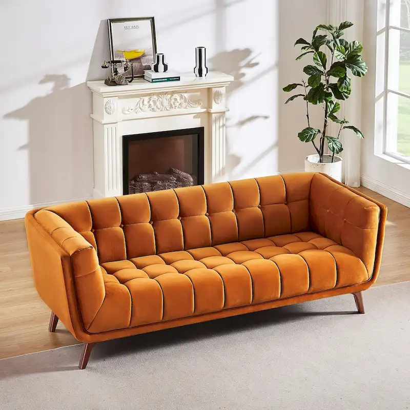 Modern Chesterfield Velvet Living Room Couch