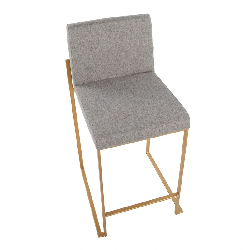 Black/Grey/White High Back Upholstered Counter Stool, Set of 2, 1-Person
