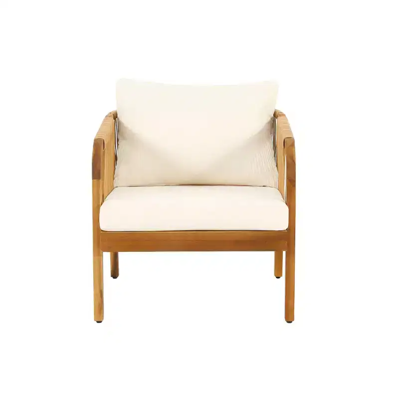 Okak Boho Acacia Patio Acent Chairs/Patio Furniture Set,Wicker Rattan Club Chairs,Set of 1/2/3,Outdoor Conversation Seating for Patio,600lbs Max