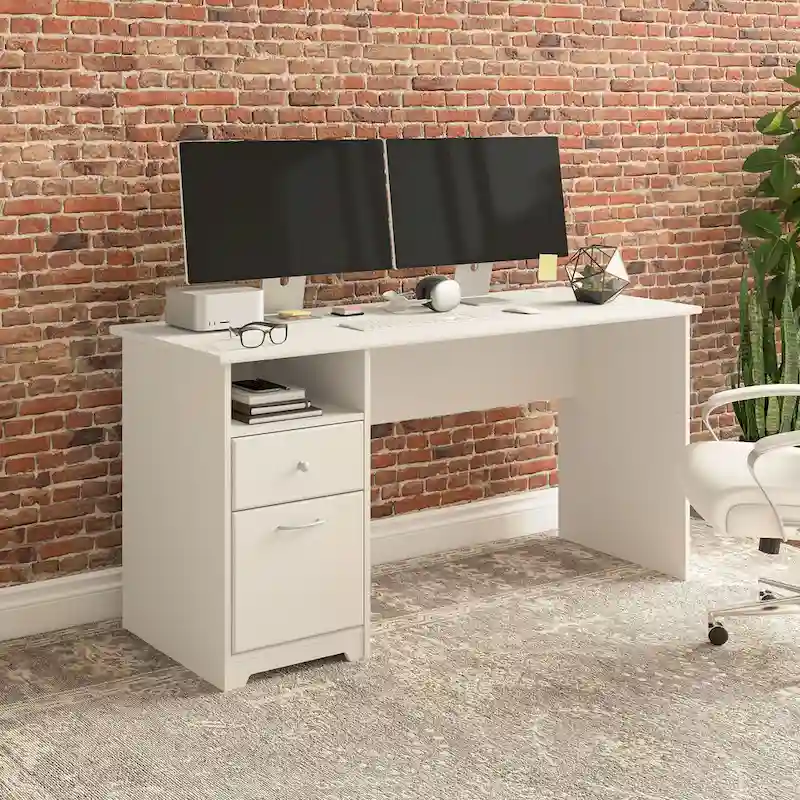 60W Computer Desk with Drawers and Storage