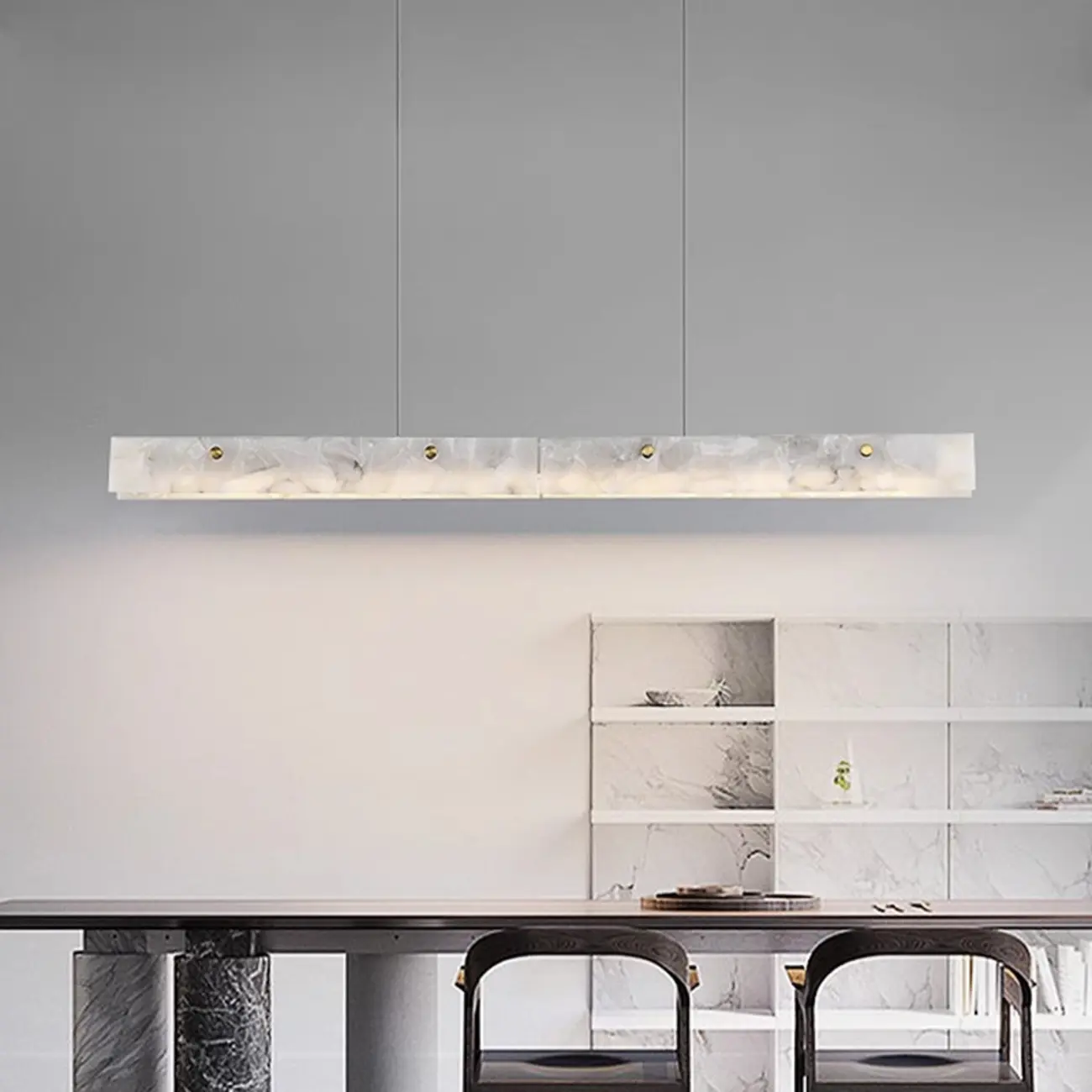 Adjustable Rectangle Marble Hanging Island Light