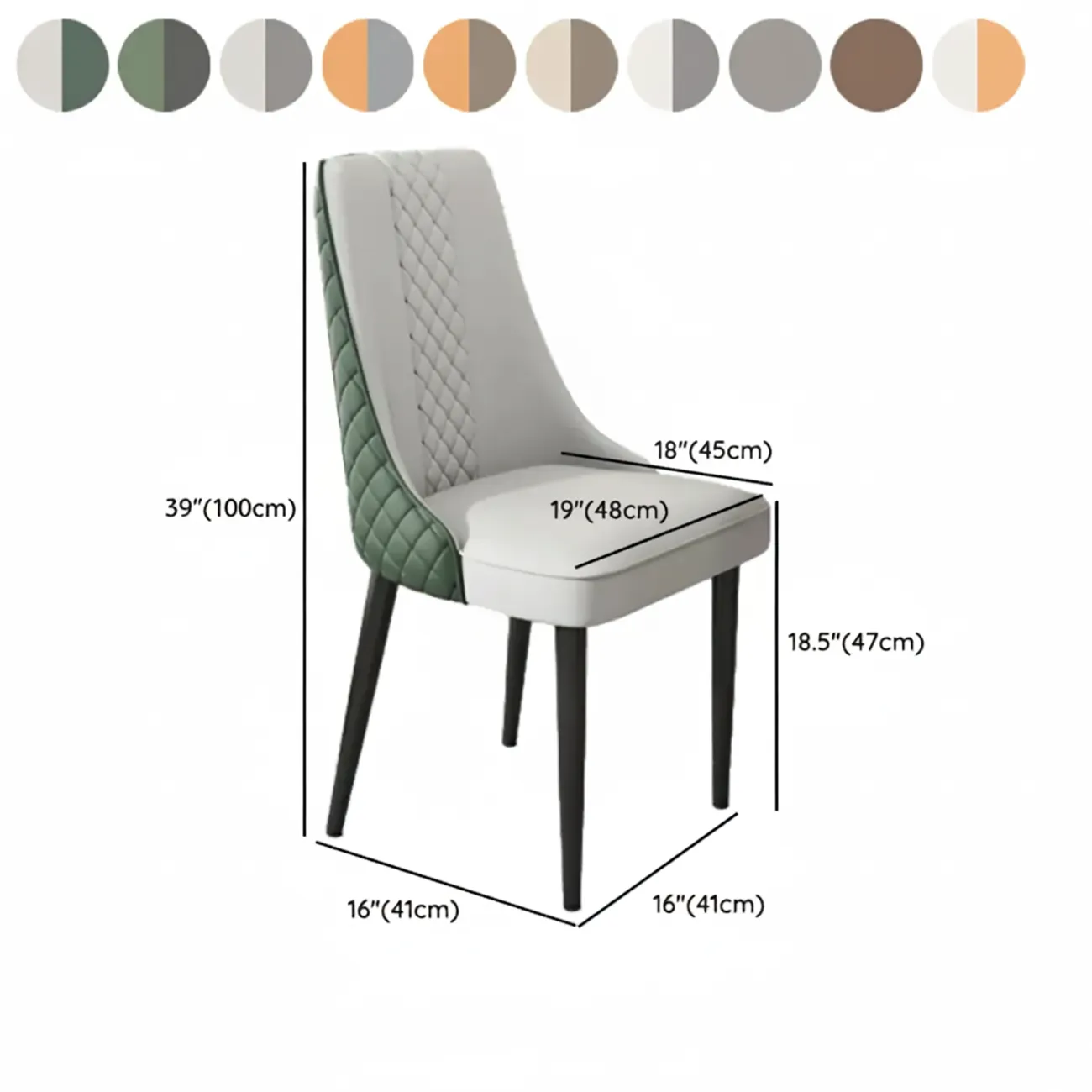 Faux Leather Dining Chair with High Back Sloped Arm