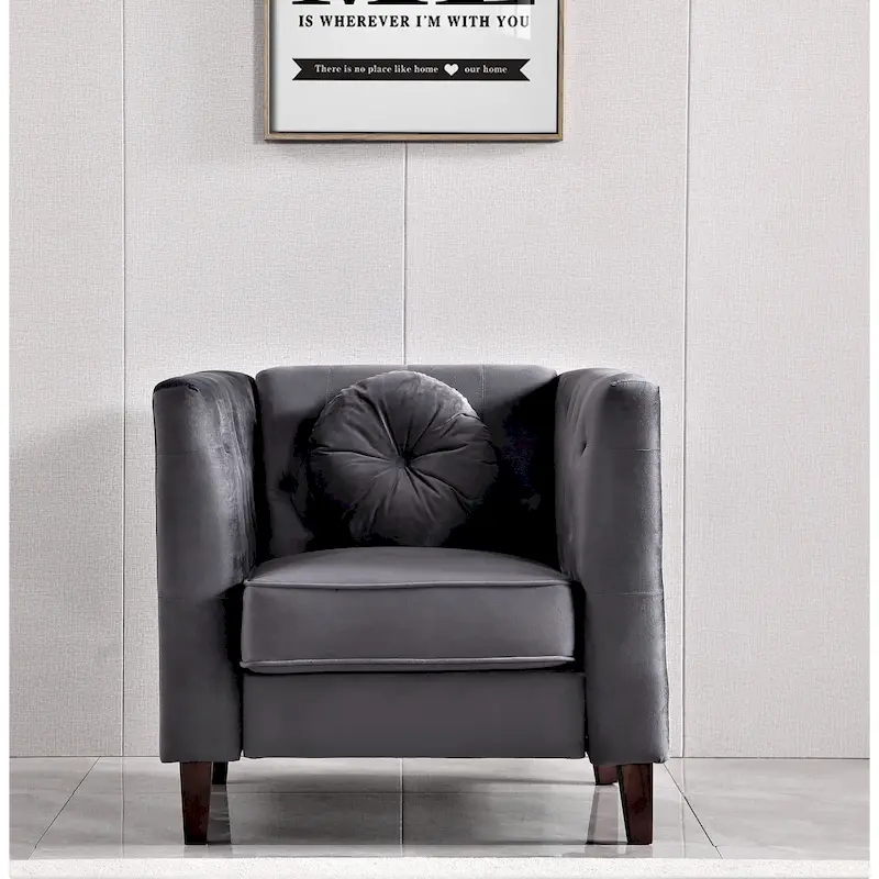 US PRIDE FURNITURE Velvet Classic Chesterfield Chair with Wood legs