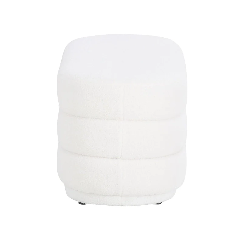 Halley White Oblong Sherpa Ottoman