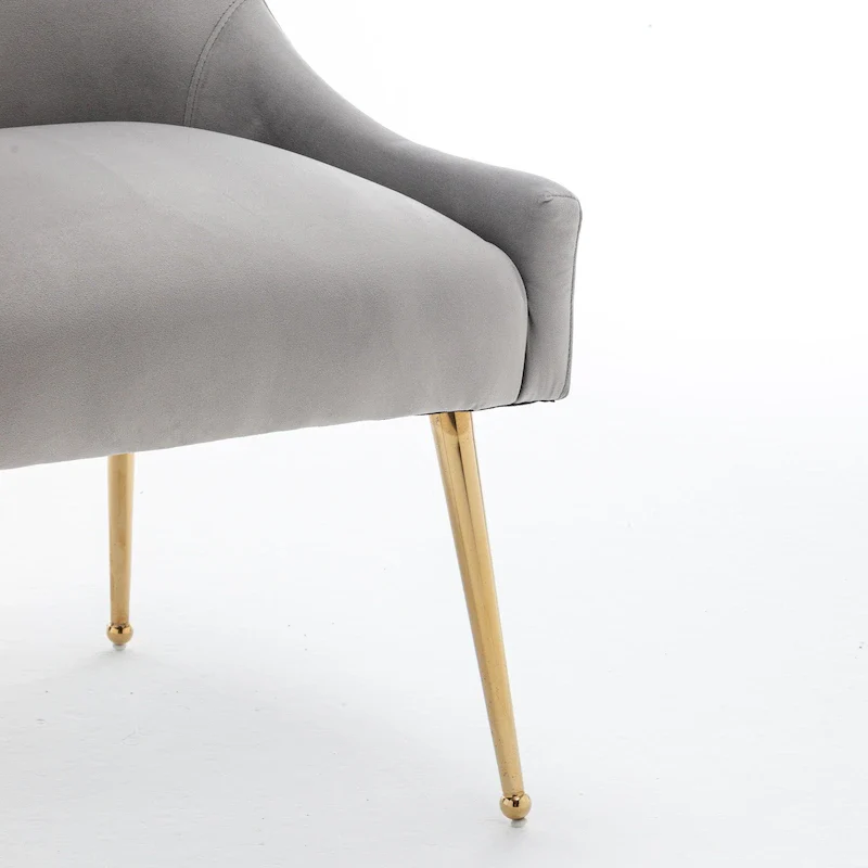 Velvet Upholstered Armless Dining Chair with Gold Metal Legs – Beige / Green / Black / Navy / Grey