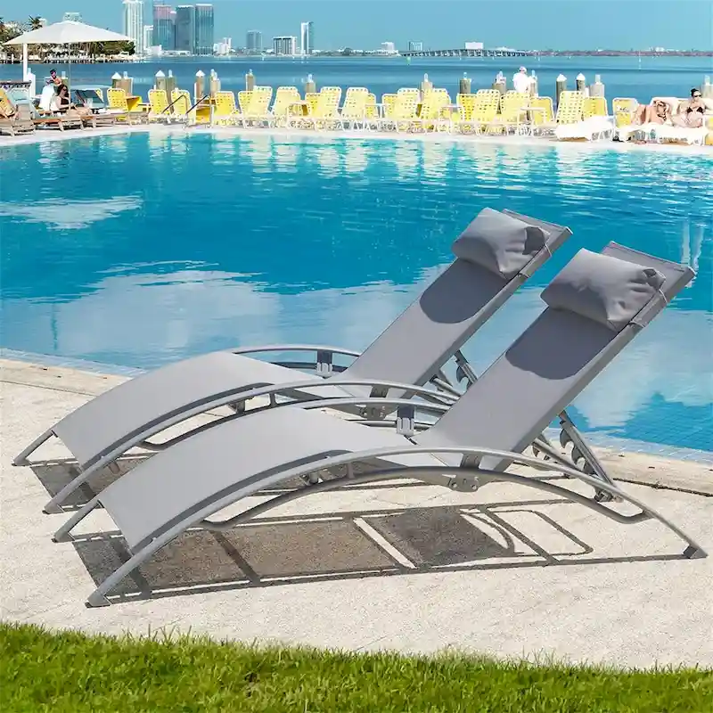 GDFStudio - Noah Adjustable Outdoor Chaise Lounge Patio Recliner Chair Set of 2