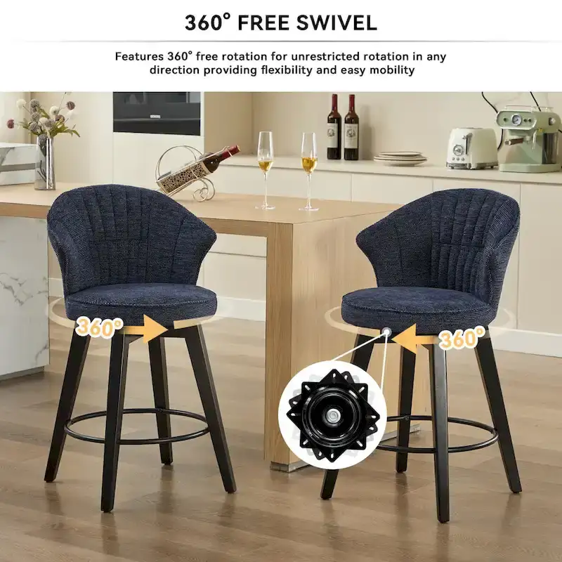 Wing Back Swivel Bar Stools Set of 2 - 25