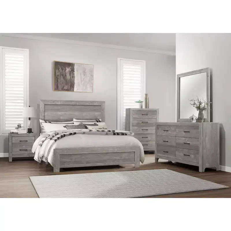 Okak Rustic 5-Drawer Dresser Chest with Black Metal Hardware Simple Design for Bedroom, No Assembly required
