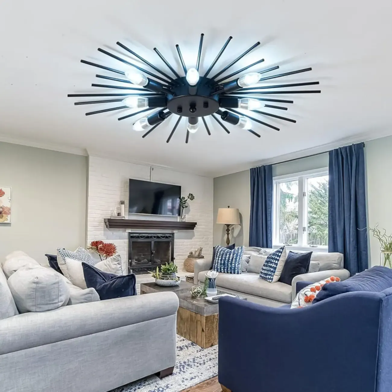 Gold Starburst Sputnik Flush Mount Ceiling Light