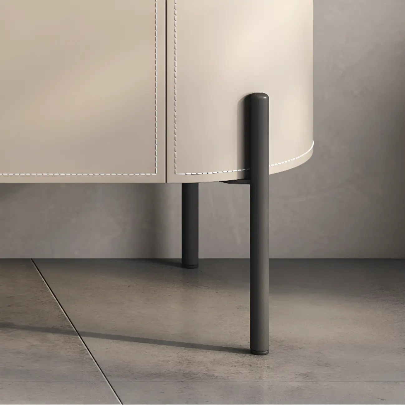 Modern Beige Stone Accent Cabinet with 4 Straight Legs