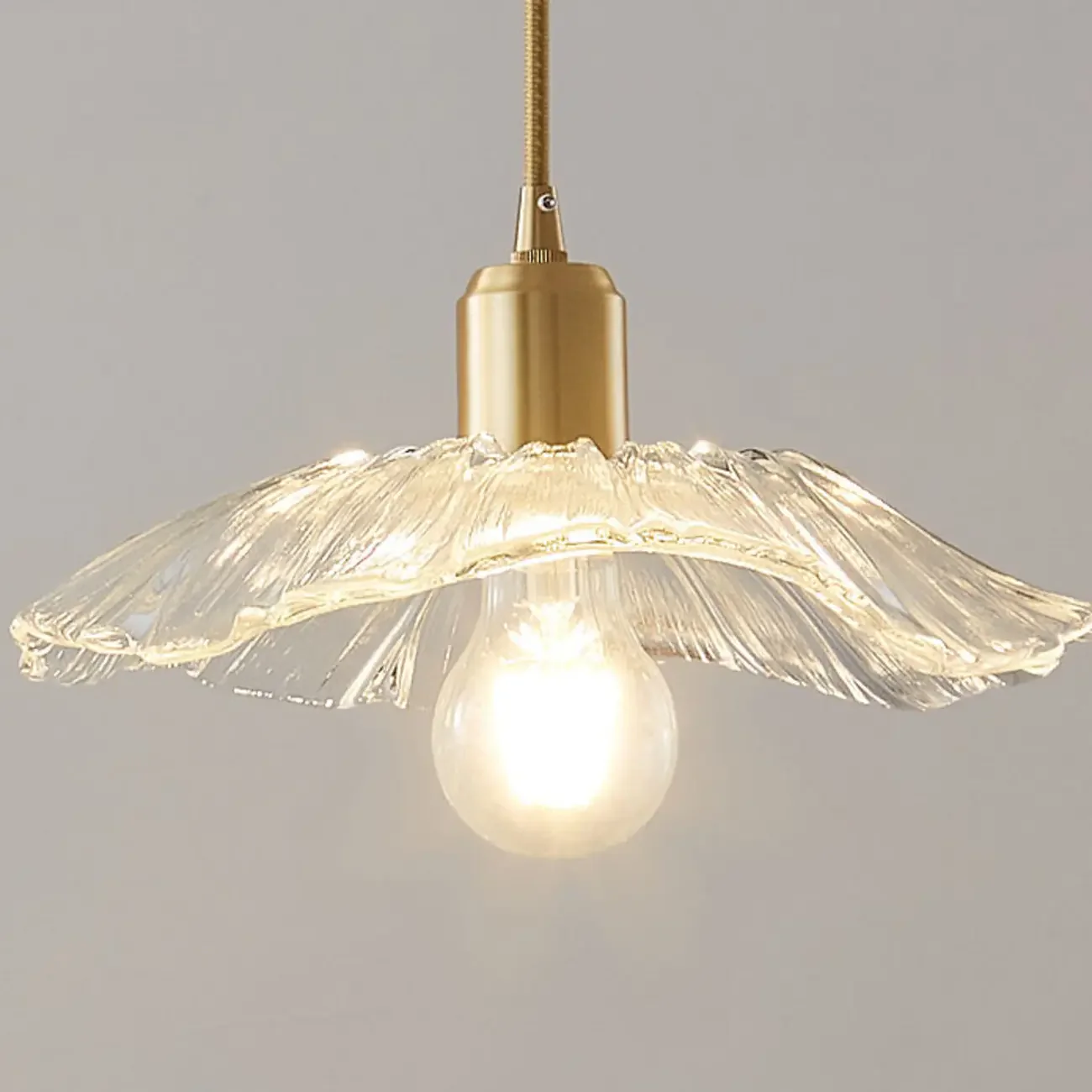 Modern Clear Glass Daisy Pendant Light with Golden Hardware