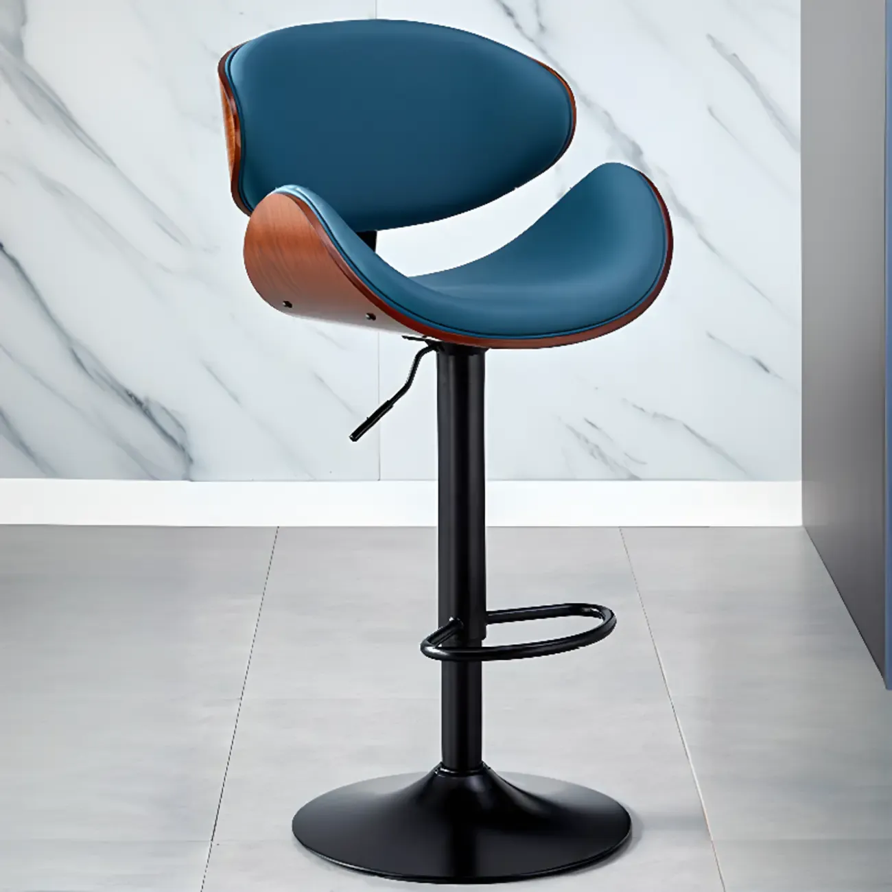 Bucket Adjustable Swivel Leather Bar Stools