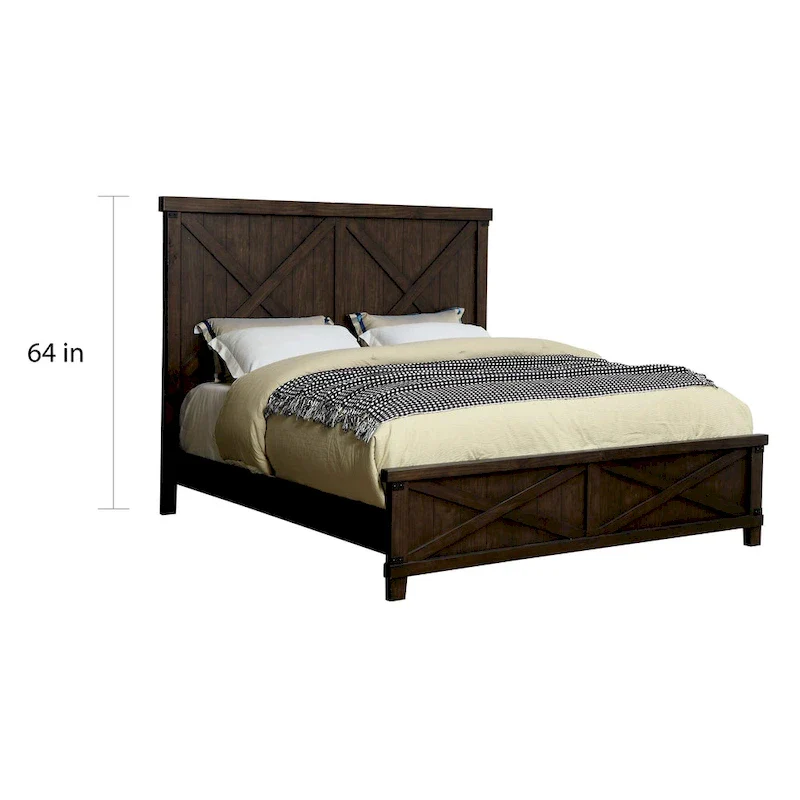Epona Rustic Dark Walnut Wood 2-Piece Panel Bed and Nightstand Set by The Gray Barn