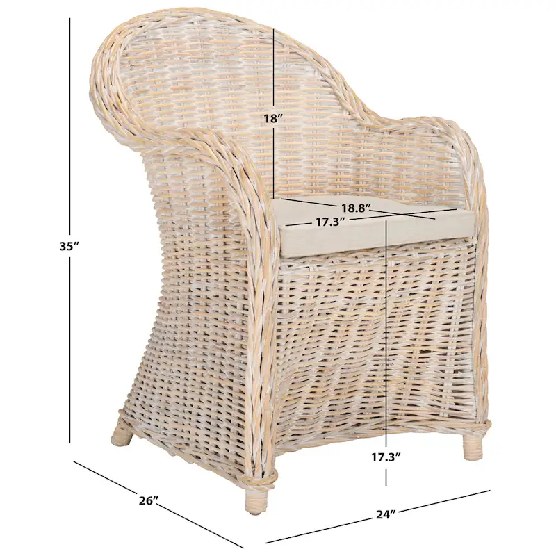 SAFAVIEH Sinja Yellow Rattan Club Chair - 24 x 26 x 35 - 24Wx26Dx35H