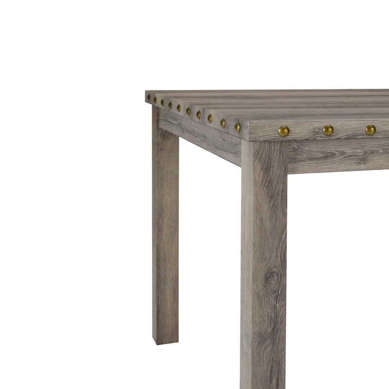 Farmhouse 5-Piece Square Bar Table with 4 Upholstered Counter Stools