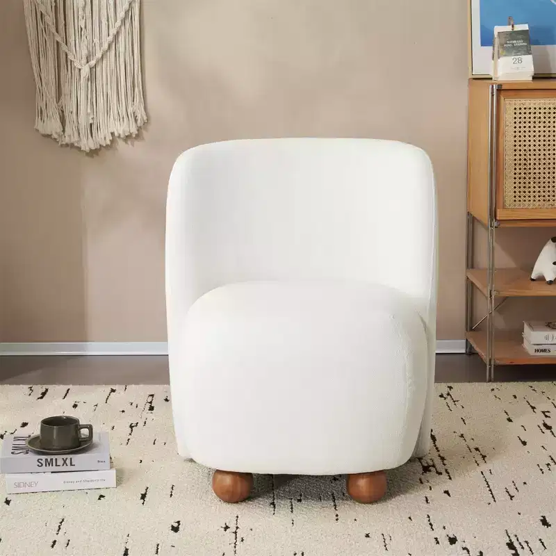 Okak Accent Chairs for Bedroom, Modern Low Back Accent Chair, Upholstered Armless Living Room Chairs, Round Pine Wood Feet