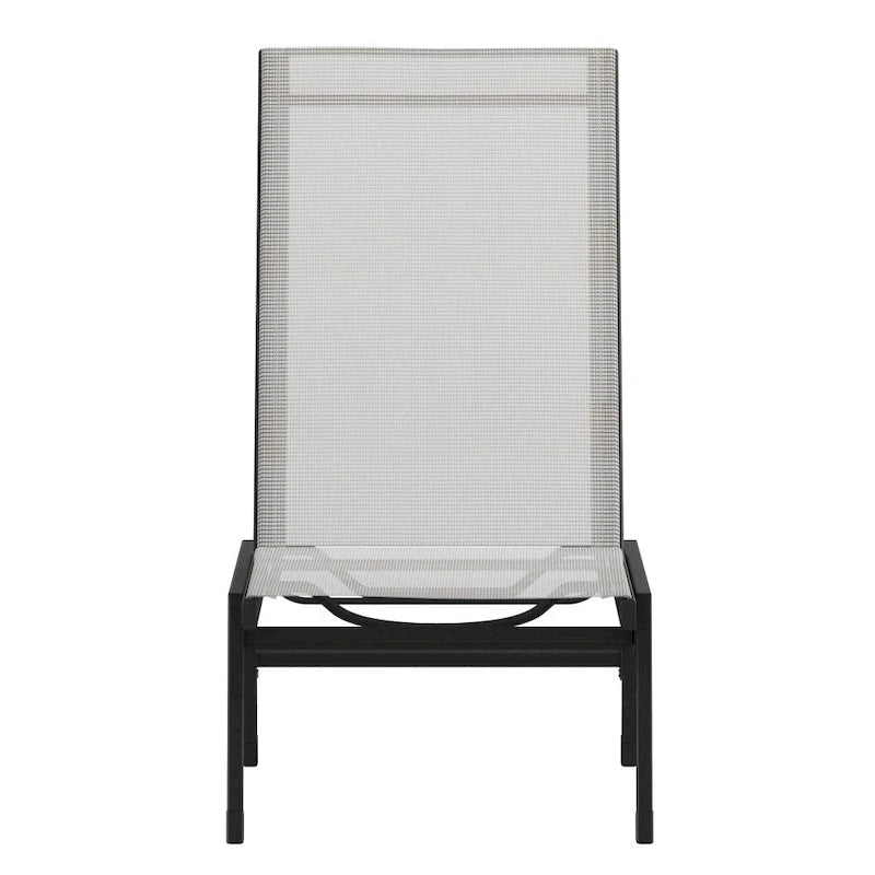 Set of 2 All-Weather Textilene Adjustable Chaise Lounge Chairs with Arms