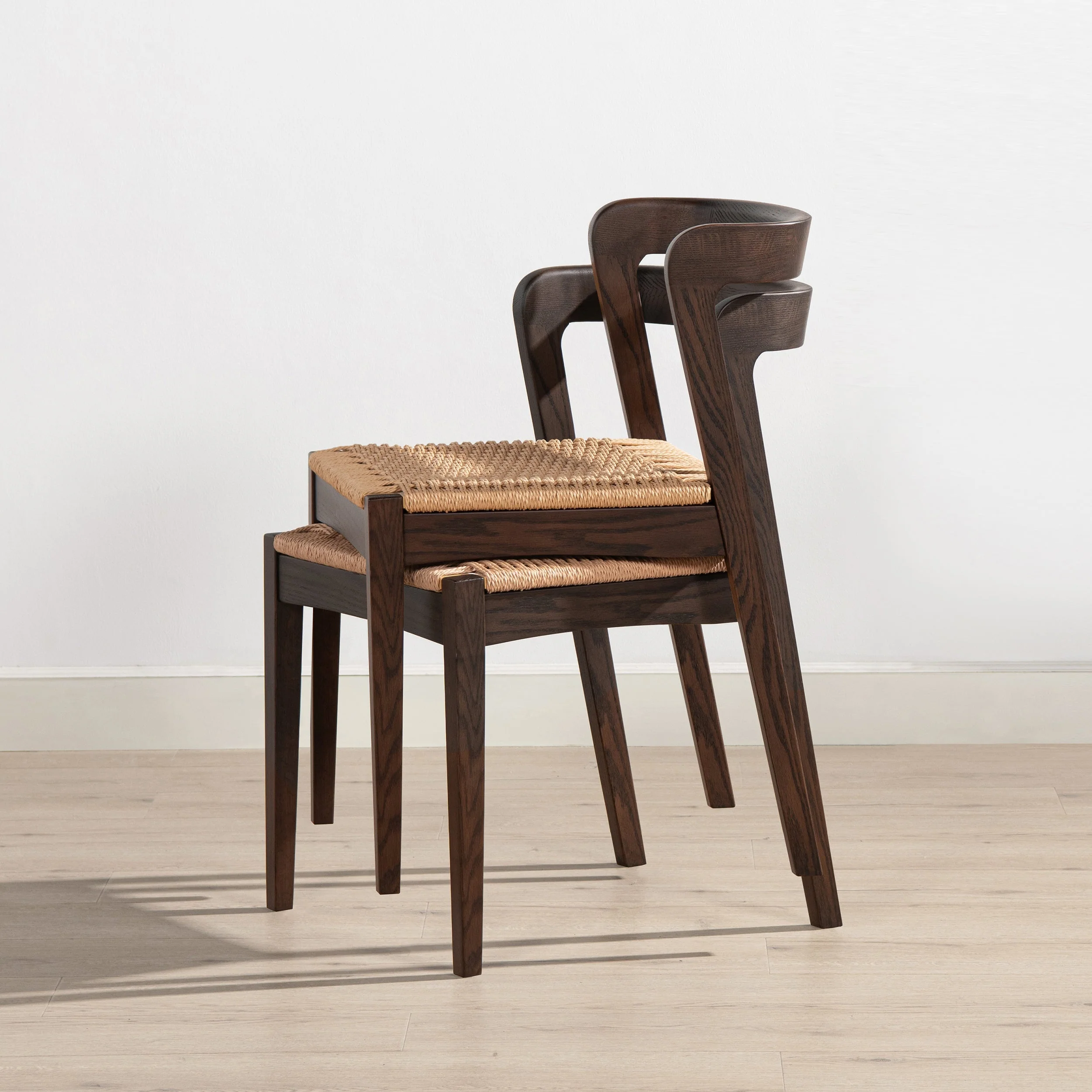 Capri Woven Seat Oak Wood Dining Chair