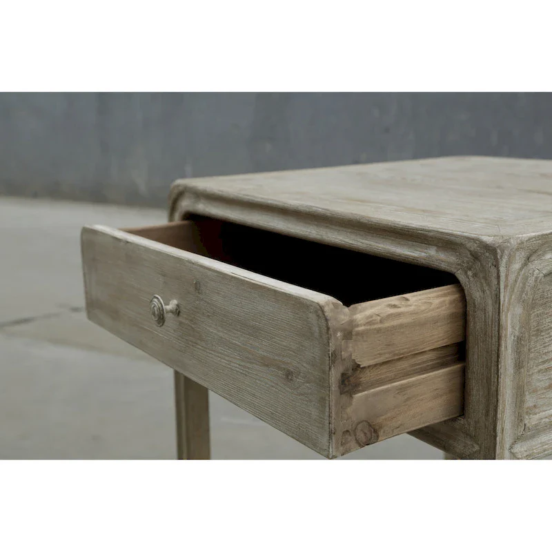 Square Side Table w/Drawer, 27Inch Tall, White Wash