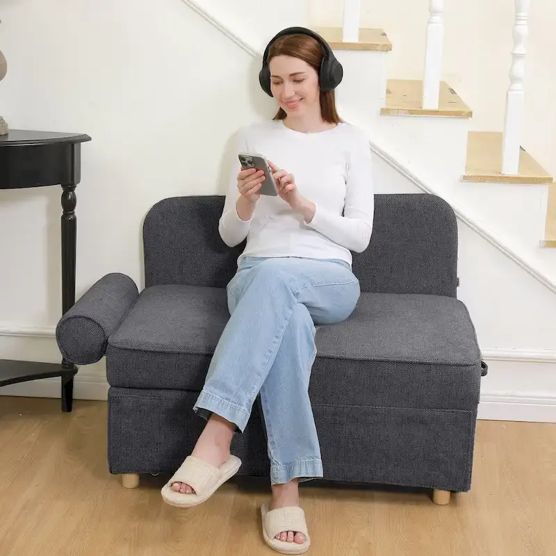 Hansabenne 4 in 1 Multi-Function Folding Sofa Folding Bed Single Futon Couch Guest Bed with 2 Throw Pillows