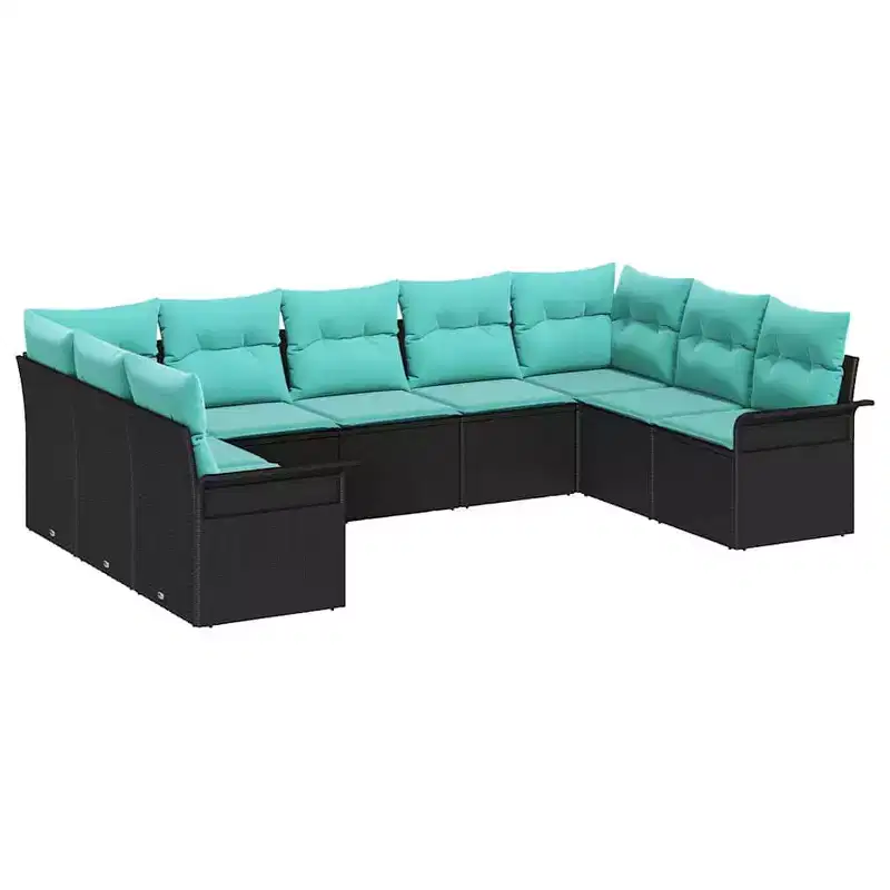 vidaXL Garden Sofa Set with Cushion 9 pcs Brown Poly rattan