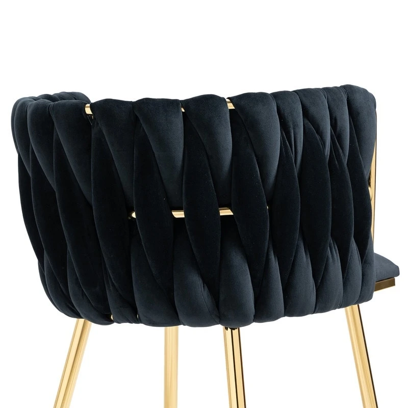SEYNAR Modern Glam Velvet Dining Side Chair Set of 2 with Gold Metal Frame