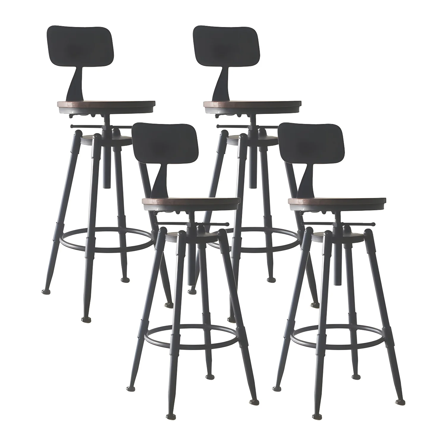 Industrial Metal Leather Swivel Bar Stools with Back