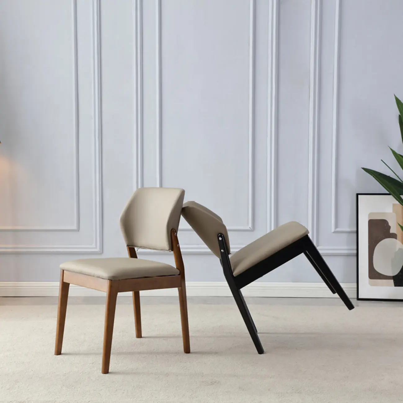 Scandinavian Faux Leather Low Back Dining Chair