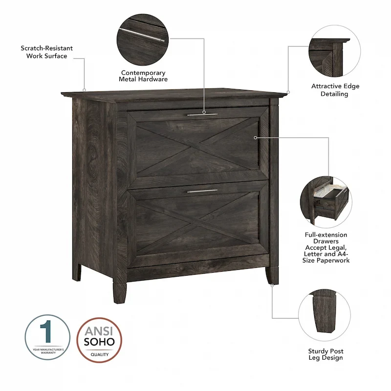 Key West 54W Computer Desk with Cabinet and Bookcase by Bush Furniture