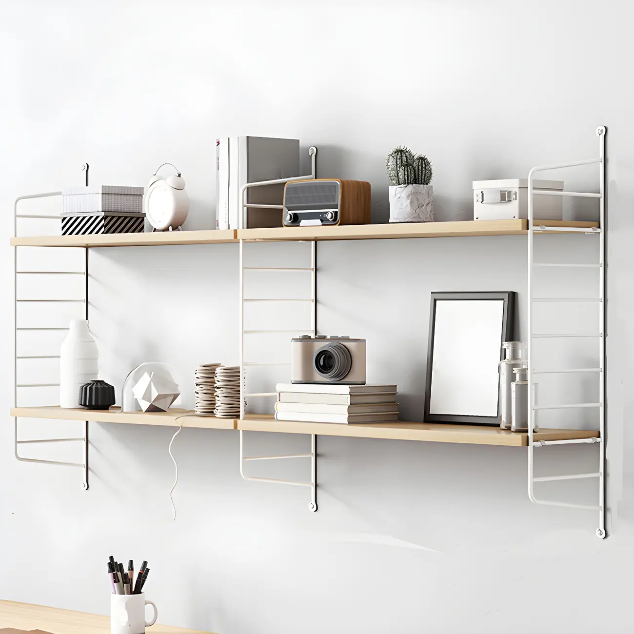 3-Shelf Nut-Brown Wall-Mounted Wood Open Bookcase