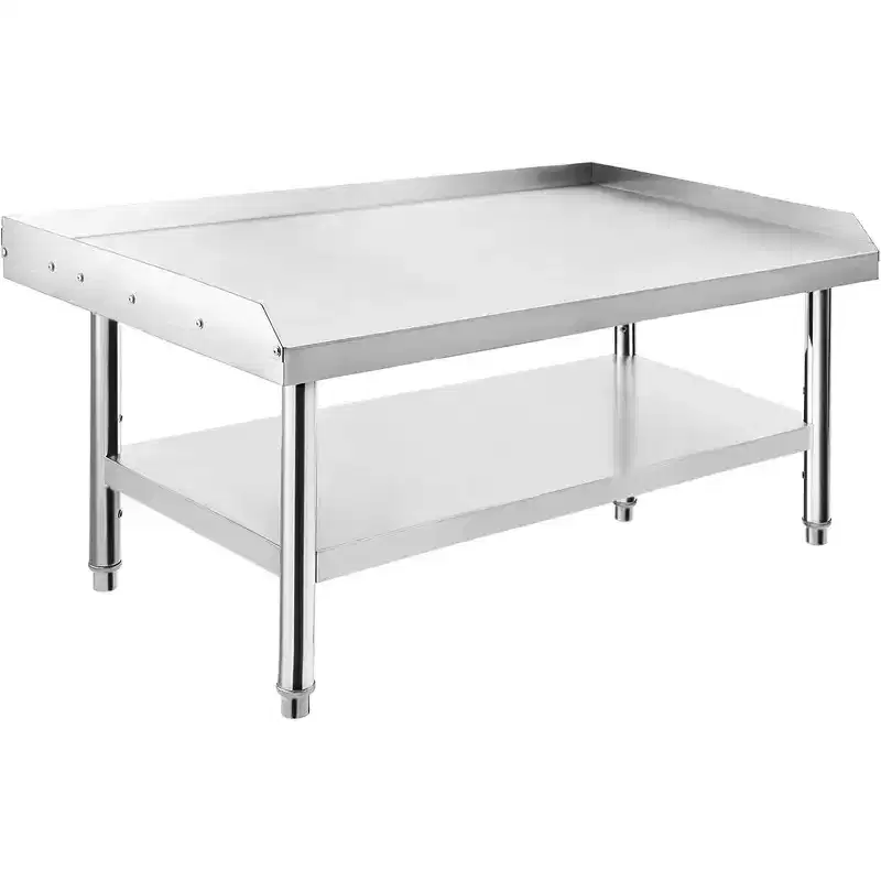 Acekool 48 Commercial Grill Stand  Heavy-Duty Stainless Steel Table with Adjustable Shelves for Kitchens & BBQs
