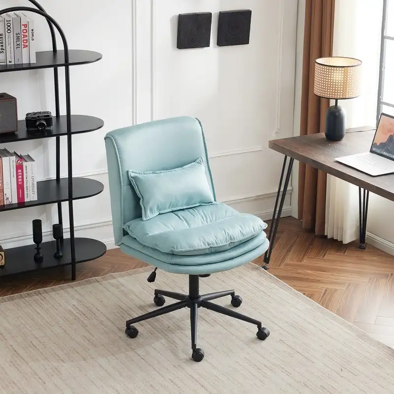 Upholstered Armless Polyester Fiber Task Office Chair With Wheels