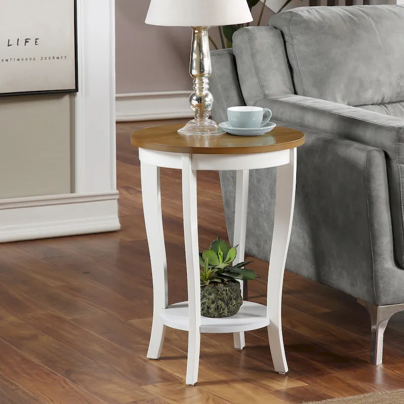 Round End Table with Shelf - Classic Design