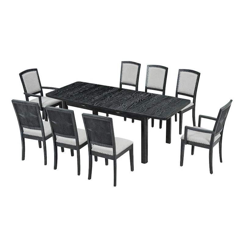 7-Piece Wooden Dining Table Set with Extendable Table & 6 Chairs