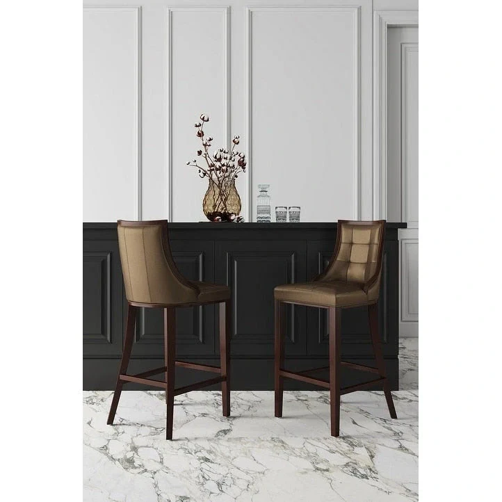 45 in. Walnut Beech Wood Bar Stool (Set of 2)