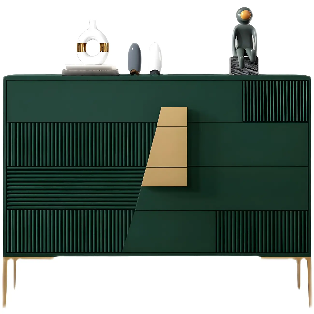 Elegant Wooden Sideboard with Drawers in Green/Grey
