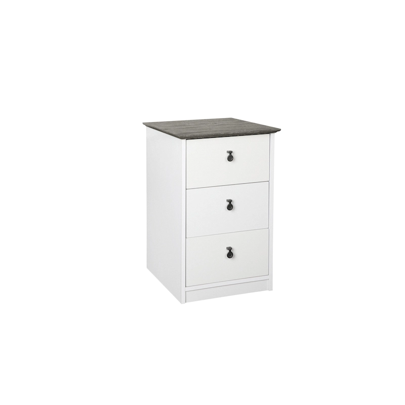 Saint Birch Finley Gray Oak Top and White Finish 3-Drawer Cabinet