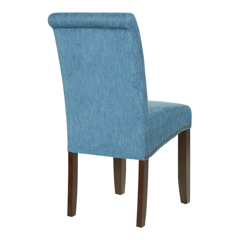 Brown Faux Leather Parsons Dining Chair with Nailhead Trim, 1-Person