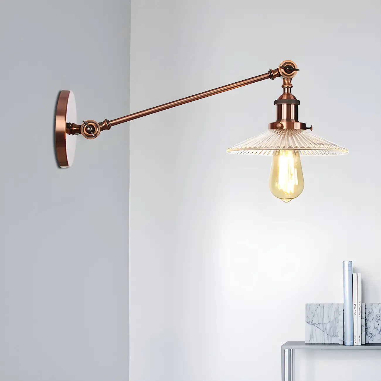 Industrial Adjustable Black Cone Shape Glass LED Wall Lamp