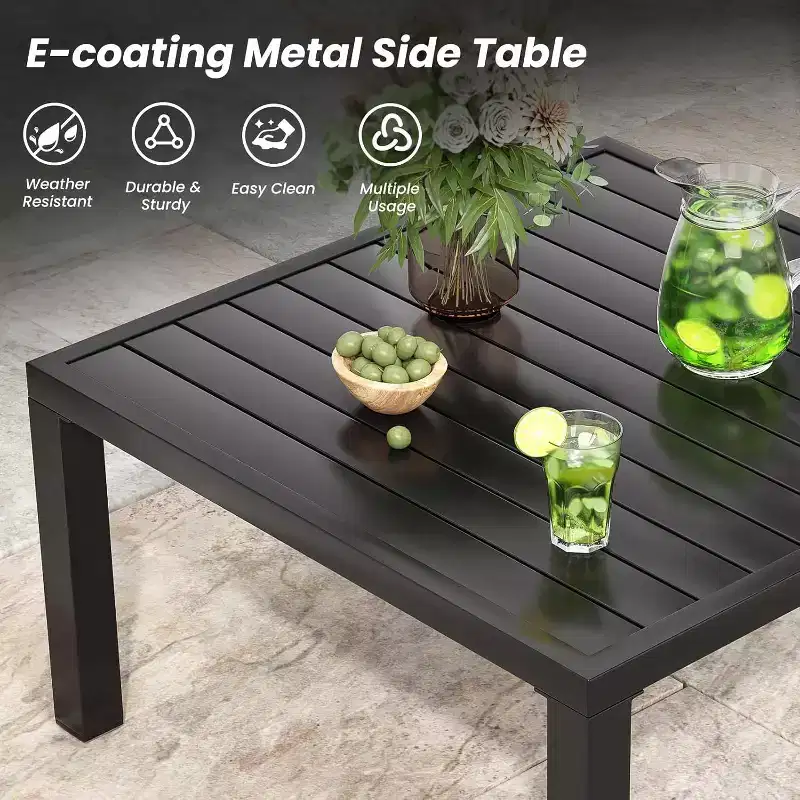 3-Piece Small Patio Furniture Set - Outdoor Bistro Set with 2 Swivel Chairs and a Small Side Table, Complete with 4 Thick Cushions