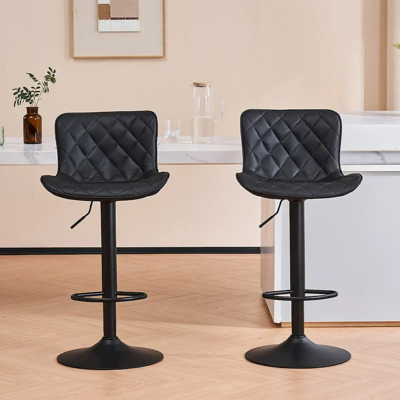 Bar Stools Set of 2 Adjustable Swivel Bar Chairs Modern Counter Stools
